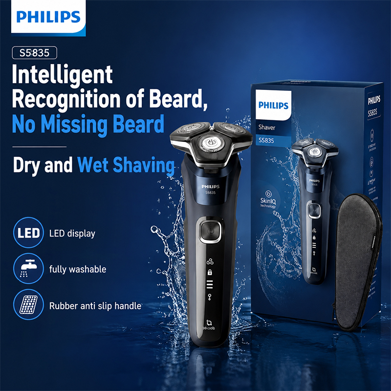 Mens Grooming Kit Case - Philips S5835 Electric Shaver Rotary Wet