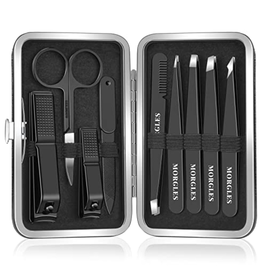 Mens Grooming Kit Case - zz-Tweezers Set for Men 9 Pcs